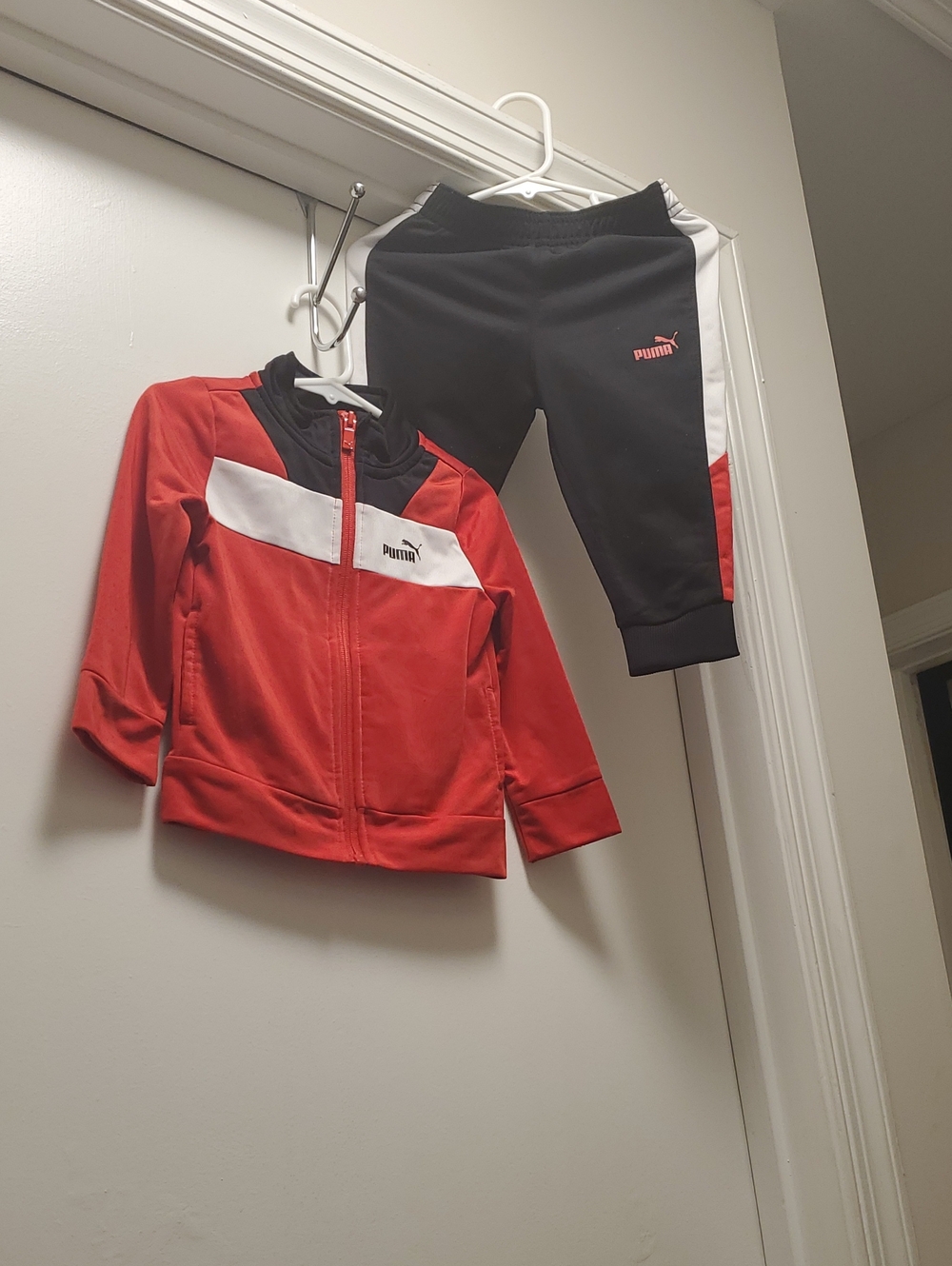 Puma Red, Black & White Kids Track Jacket and Pants Set